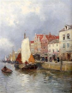 Dutch Canal Scenes by Karl Theodor Wagner