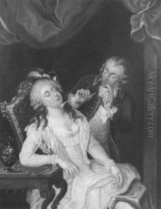 Rokokokavalier Neckt Eine Schlafende Dame by Philipp Jakob Wagner