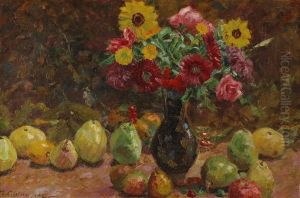 Stillleben Mit Blumen Und Fruchten by Richard Carl Wagner