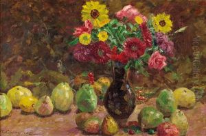 Stillleben Mit Fruchten Und Blumen by Richard Carl Wagner