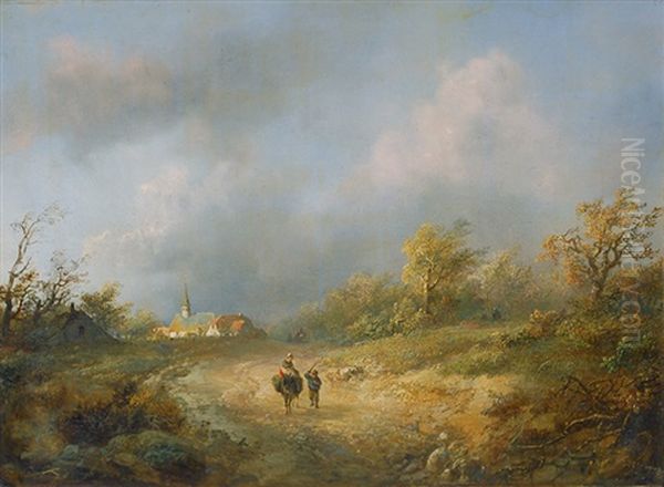 Travellers Outside A Village - view 1