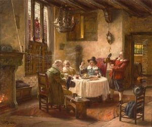 Ratsherrenrunde In Altdeutschem Interieur by Fritz Wagner