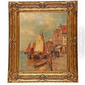 A Harbor Scene by Karl Wagner