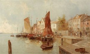 Hollandische Hafenszene by Karl Wagner