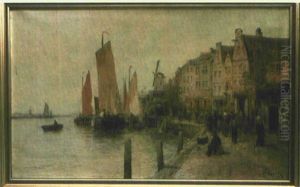 Hafenpromenade Einer Hollandischen Stadt by Karl Wagner