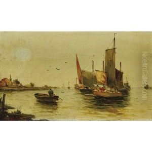 Kustenpartie Mit Segelschiffen