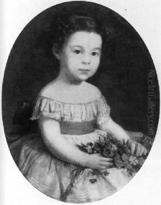 Fillette Aux Fleurs by Edmond Louis Marie Wagrez