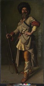 Portrat Eines Tscherkessen by Alexander Amandus Von Wahl