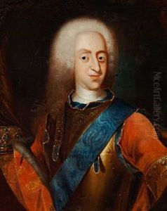 Portrait Of Christian Vi (+ Portrait Of His Wife Queen Sofie Magdalene; Pair) by Johann Salomon Wahl