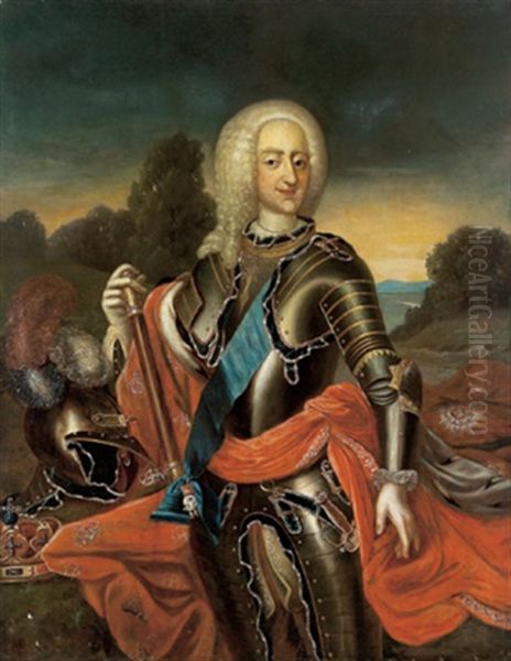 Bildnis Konig Christian Vi. Von Danemark In Feldherrnrustung Und Herrschermantel, Mit Dem Kleinod, Dem Bruststern Und Dem Ordensband Des Koniglichen Elephantenordens - view 1