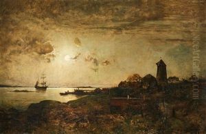 Skymningslandskap Med Brygga by Alfred Wahlberg