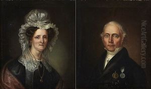 Portratt Forestallande Carl Gustav Brandstrom Och Hans Hustru - Ett Par by Erik Wahlbergson