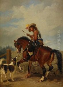Ryttare Till Hast Med Hund by Carl Wahlbom