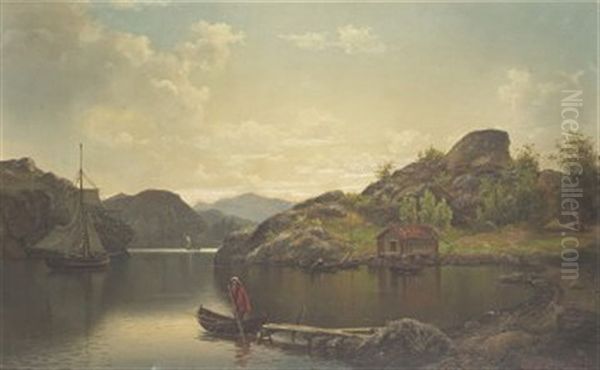 Fjordvik Med Roddbat Och Segeleka - view 1