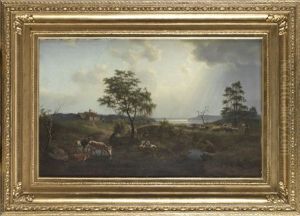 Pastoralt Landskap Med Far by Ernfried Wahlqvist