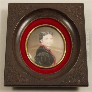Bildnis Einer Jungen Frau In Schwarzem Kleid Mit Roter Korallenkette by Friedrich Wailand