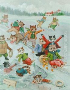 Skating On Thin Ice by Louis Wain