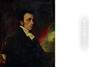 Portrait Of Edward Foss, Under Sheriff Of London And Lawyer, Seated, Quarter-length, Wearing A Dark Coat, Before A Red Swag, Sky Beyond
