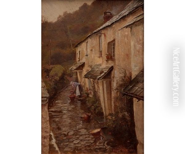 Lady Before A Cottage - view 1