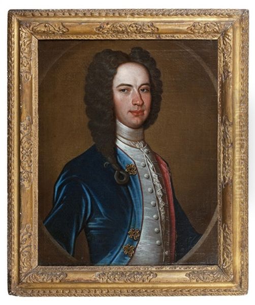 Portrait Of A Gentleman, Half-length, In A Blue Velvet Coat - view 1