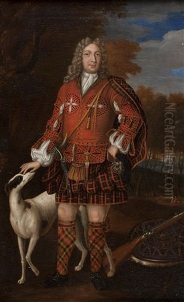 Full Length Portrait Of Kenneth Duffis, 3rd Lord Of Sutherland With His Dog - view 1