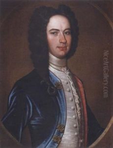 Portrait Of A Gentleman Wearing A Blue Coat And A White Waistcoat