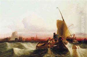 Fishermen In Coastal Waters At The End Of The Day by John Cheltenham Wake