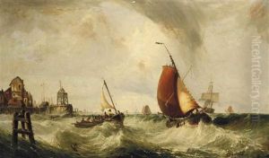 Shipping In A Stiff Onshore Breeze by John Cheltenham Wake