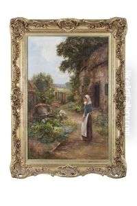 Maid In A Country Kitchen Garden by Ernest Walbourn