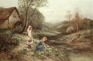 Primrose Gatherers by Ernest Walbourn