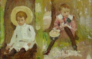 Children Resting In The Shade Of A Tree by Harry Mills Walcott