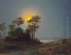 Landscape By The Water In The Moonlight by Anton Waldhauser