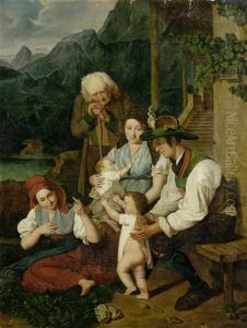 Der Erste Schritt (elternfreude) by Ferdinand Waldmueller