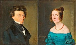Johann Heinrich Ludwig Es Louise Georgina Henriette Behrens Portreja (pair) by Ferdinand Waldmueller