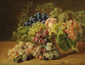 Still Life With Peaches And Grapes by Ferdinand Georg Waldmueller