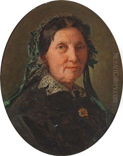 An Old Woman In A Lace Collar And With A Gold Brooch - view 1
