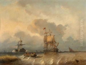 Scene Maritime Animee Devant Anvers by Antonie Waldorp