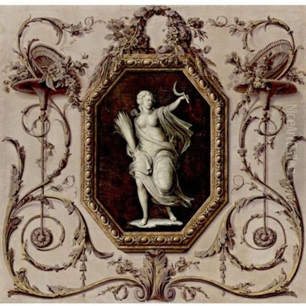 Trompe L'oil With Demeter In A Painted Cartouche - view 1