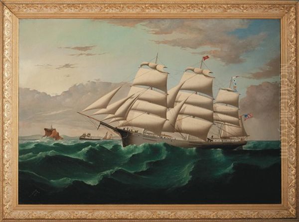 The American Clipper Ship "kendrick Fish" Approaching Fastnet Rock - view 1