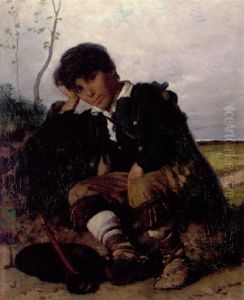 En Lille Hyrdedreng Holder Hvil by Heinrich Waldschmidt