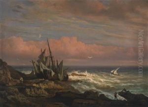 Fishermen On The Coast by Carlo Brioschi