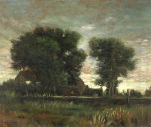 Enjoying The Evening At The House Across The Meadow by Charles Alvah Walker
