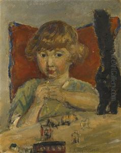 Christopher Robin With A Cat And Toys by Ethel, Dame Walker