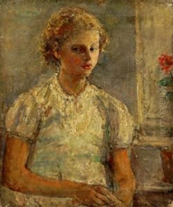 Portrait Of A Girl, Seated Half-length Turned To The Right By A Window