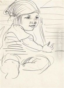 Young Child In Headscarf by Ethel, Dame Walker