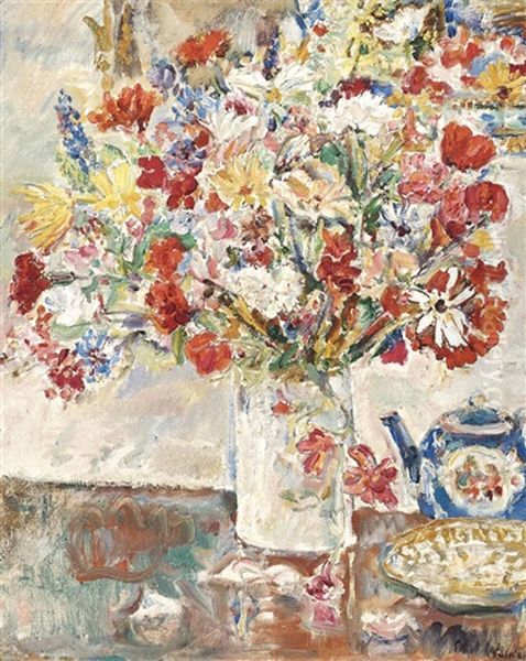 Flowers In A Jug With Teapot - view 1