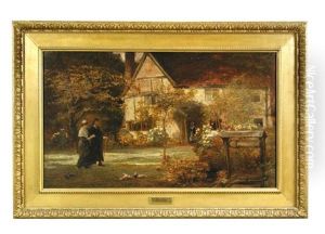 Paradise Regained - Milton's Cottage At Chalfont St Giles, Buckinghamshire, With Milton And His Daughter In The Garden