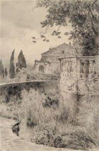 Blick Auf Eine Gartenvillabei Rom by Othmar Brioschi