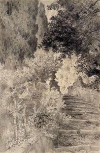 Treppenaufgang Zu Einergartenvilla Bei Rom