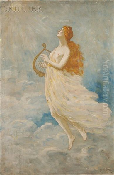 Muse With Harp - view 1